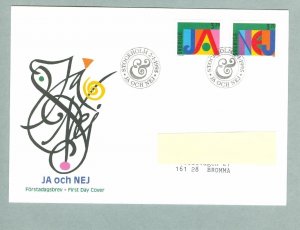 Sweden. Fdc 1995 Cachet.  Yes and No II. Addressed: Bromma.