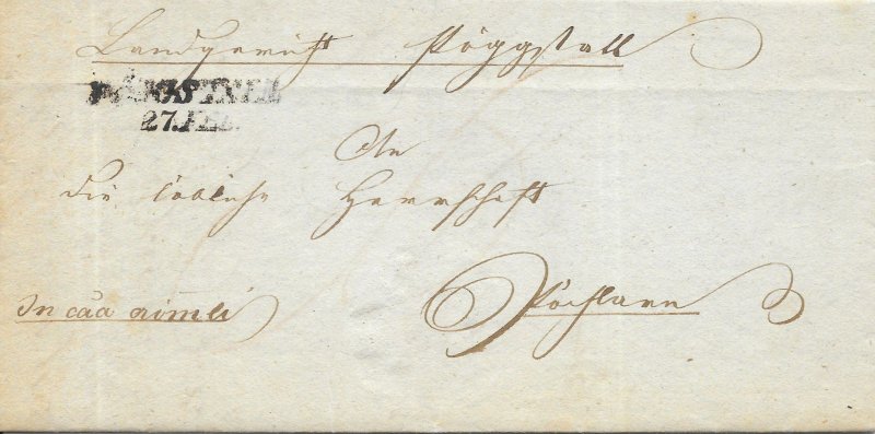 Unknown European Country Stampless Cover - 1840