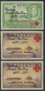 Tonga official 1970 SGO55-O57 Airmail Red Cross set MNH