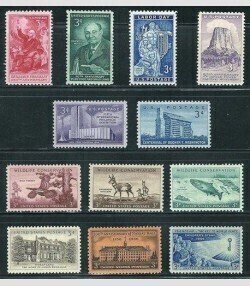 PCBstamps  1956 Commemoratives Year Set, #1073-74, 1076-85, (12 varieties), (5)