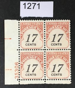 US STAMPS # J104 INTACT PLATE BLOCK OF 4 MINT OG NH CAT. $23 LOT #1271