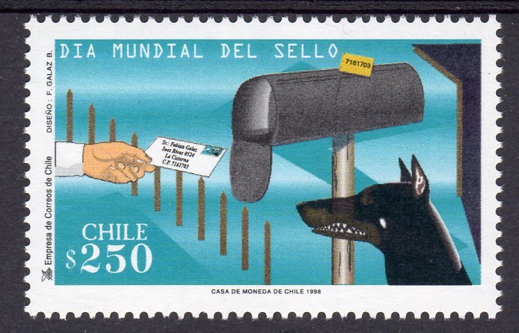 Chile 1998 Sc#1259  World Stamp Day-Dog Fauna Set (1) MNH