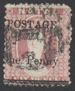 Natal Sc# 63 Used (a) 1877 1p on 6p Queen Victoria