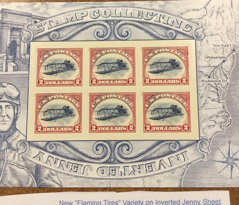 4806 Inverted Jenny sheet flaming tires VARIETY burning tires 