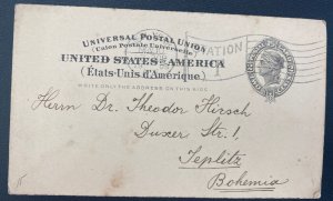 1909 New York USA Postal Stationery Postcard  Cover To Teplitz Czechoslovakia