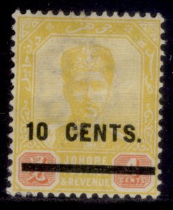 MALAYSIA - Johore EDVII SG58, 10c on 4c yellow & red, M MINT. Cat £30.