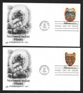 UNITED STATES FDCs (4) 15¢ Indian Art 1980 ArtCraft