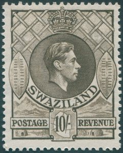 Swaziland 1943 10s sepia Perf 13½x14 SG38a unused