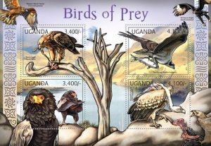 UGANDA - 2012 - Birds of Prey - Perf 4v Sheet - Mint Never Hinged