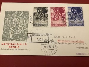 Vatican 1959 Christmas Registered   Postal Cover R42339 