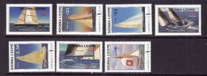 Sierra Leone-Sc#836-42-unused NH set-America's Cup-Yachts-1985-