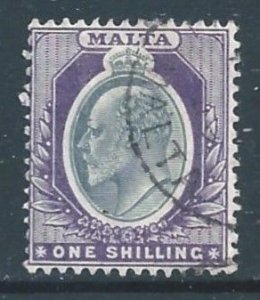 Malta #27 Used 1sh King Edward VII - Wmk. 2