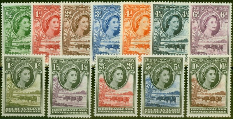 Bechuanaland 1955-58 Set of 12 SG143-153 V.F Very Lightly Mtd Mint