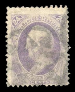 United States, 1870-1888 #153 Cat$225, 1870 24c purple, used, small faults