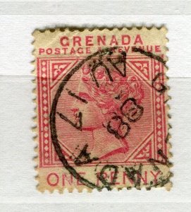 GRENADA; 1880s classic QV issue used 1d. value fair Postmark