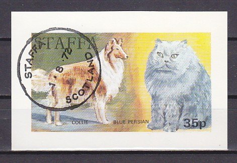 Staffa Scotland Local. 1973 issue. Dog & Cat s/sheet. ^