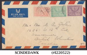 SAUDI ARABIA - 1934 AIR MAIL ENVELOPE TO CANADA WITH STAMPS