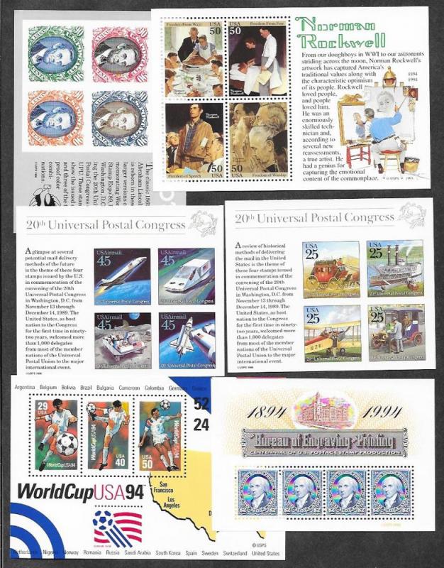 U.S. Mint NH Souvenir Sheets etc Face $17.59!