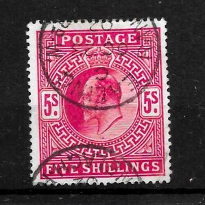 SG263 KEVII 5/- Bright -Carmine, DLR, Very Fine Used, Ranelagh Rd, Ealing CDS