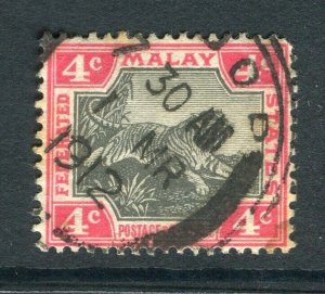 STRAITS SETTLEMENTS; 1900s Fed States Tiger used value + POSTMARK