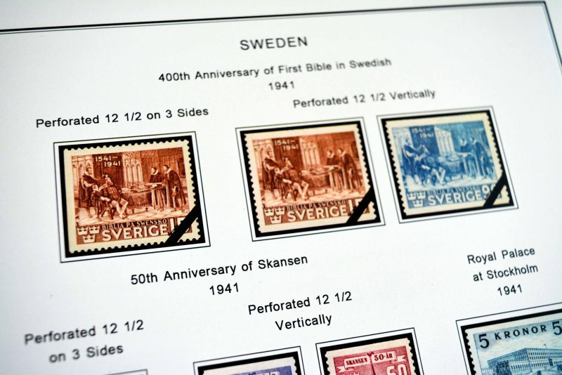 COLOR PRINTED SWEDEN 1941-1970 STAMP ALBUM PAGES (47 illustrated pages)