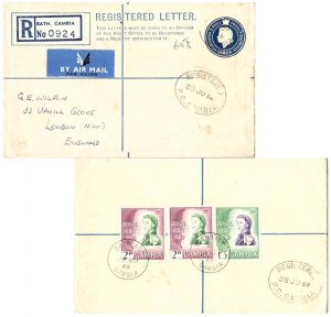 Gambia 2d (2) and 1/3 QEII 1961 Royal Visit on 3d + 2 1/2d QEII Registration ...