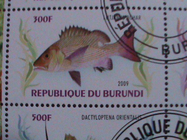 ​BURUNDI-2009- COLORFUL LOVELY BEAUTIFUL TROPICAL FISHES CTO SHEET VF-NO.2