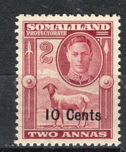 SOMALILAND; 1950s early GVI surcharged issue Mint 10c. value