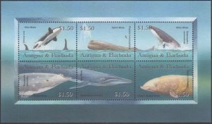 ANTIGUA & BARBUDA Sc# 2622a-f  MNH SOUVENIR SHEET of 6 DIFF WHALES