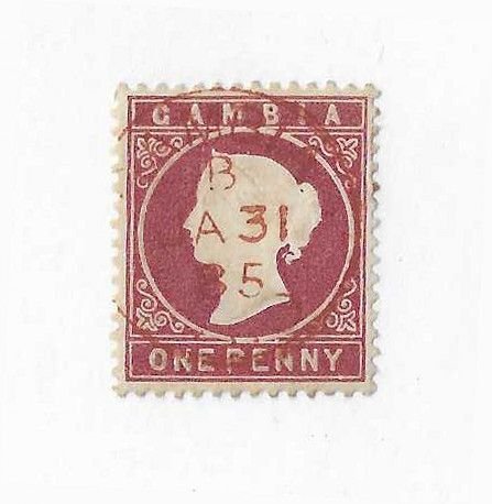 Gambia Sc #6 1p  used with red CDS VF