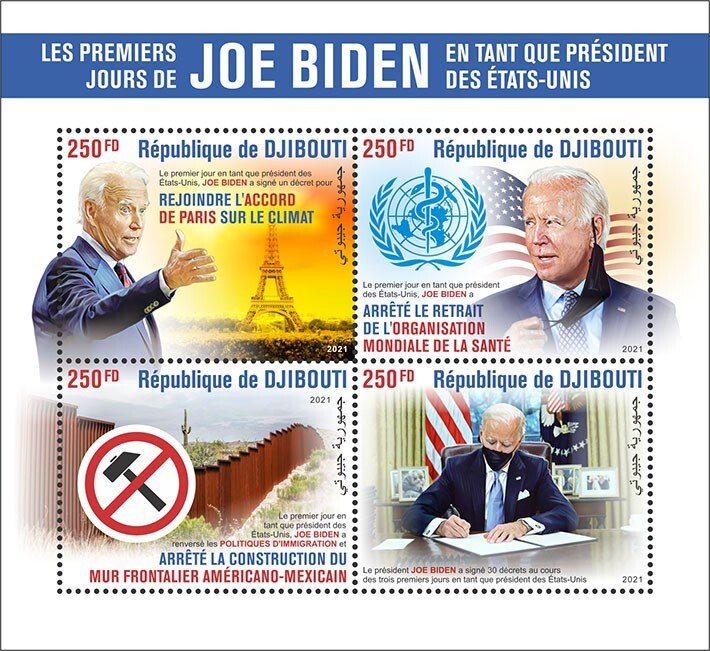 2021. Stamps of  DJIBOUTI. JOE BIDEN.