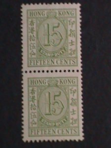 ​HONG KONG-1938- HK  RARE DUTY- STAMPS  SCOTT NOT LISTED -15 CENTS MNH PAIR