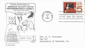 1966 FDC, #1307, 5c ASPCA, Aristocrats-Lowry