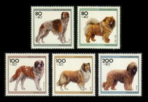 1999 Germany Sc #B792-96 - Dog Breeds Charity - MNH semi postal stamp set Cv $8