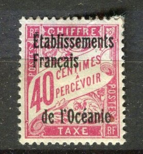 FRENCH COLONIES; L'OCEANIE early 1900s Postage Due Mint hinged 40c. value