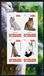 Burundi 2010 Cats #1 imperf sheetlet containing 4 values ...