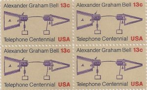 US 1683 Telephone Centennial 13c block 4 MNH 1976