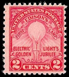 # 655 MINT NEVER HINGED CARMINE ROSE THOMAS EDISON LIGHT ...