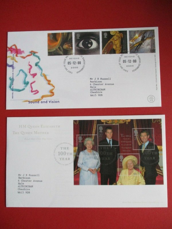 2000 First Day Covers Complete Philatelic Bureau Edinburgh 1 London Used Typed