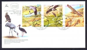 ISRAEL STAMPS 2002 JORDAN VALLE BIRDS STORK EAGLE FDC