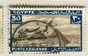 EGYPT; 1933 early AIRMAIL issue fine used 30m. value, shade