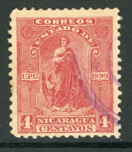 Nicaragua 1899 Justice 4¢ Seebeck Scott 112 VFU Z759