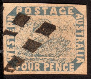 1854, Western Australia, Swan, Used, Sc 3, FORGERY