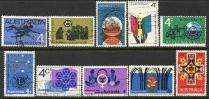 AUSTRALIA Sc#421-430 1966-67 Nine Different Complete Commemorative Sets Used