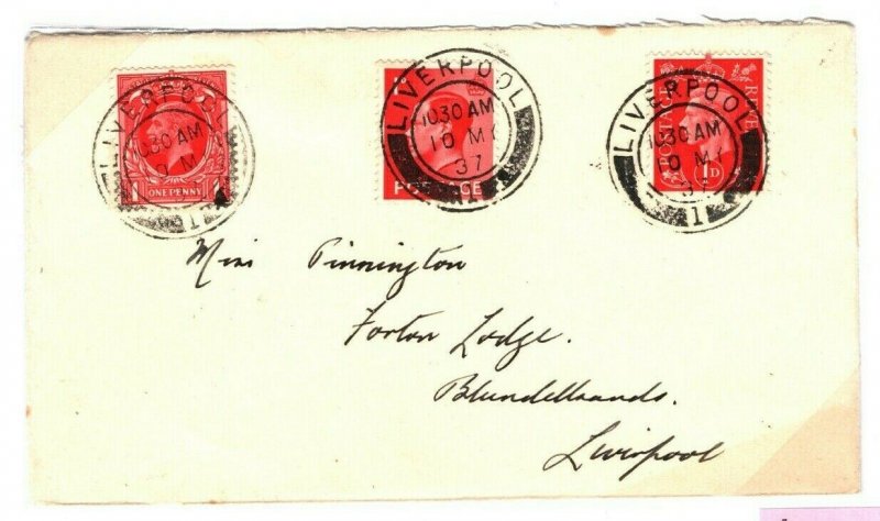 GB KGVI FDC Mixed Reigns KGV KEVIII First Day Cover Liverpool 1937 PB183 