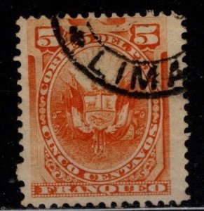 Peru  Scott 108 used Coat of Arms stamp