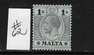 MALTA SCOTT #62 1914-21 1/ (BLACK/GREEN-SURFACE COLORED PAPER)- MINT HINGED