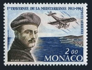 Monaco C63, MNH. Mi 739. Roland Garros, flight crossing Mediterranean-50, 1963.