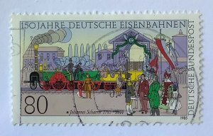 Germany 1985 Scott 1450 used - 80pf,  Johannes Scharrer,  Railways 150th