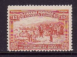 Canada-Sc#102-Unused 15c orange-Quebec Tercentenary-og-hinged-1908-Cdn251-